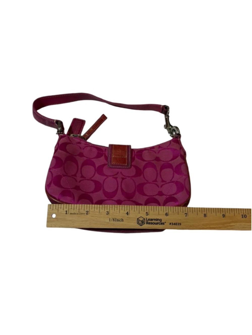 Vintage Y2K Coach Signature Hot Pink Suede Canvas Demi Shoulder Bag - Picture 5 of 11
